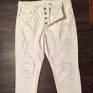 H&M Boyfriend Low Waist White Jeans